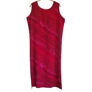 Vintage 90s Pink Patterned Bohemian Boho Chic Tank Shift Dress Womens Size Large